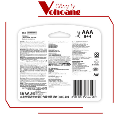 Pin Max 8 + 4 Viên Energizer E92 BP8+4 AAA - Hàng Chính Hãng Model 2020