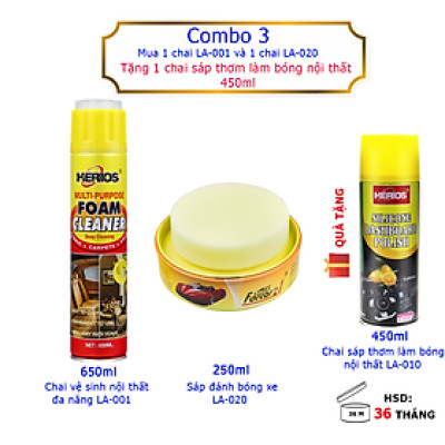 Combo 3 sản phẩm chăm sóc xe hơi Herios CB-03CC 1350ml