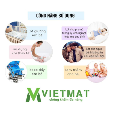 Combo 3 tấm lót chống thấm cho bé Vietmat mềm êm, thoáng mát, không nóng, không sột soạt, giặt máy