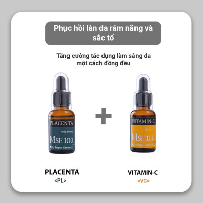 Bộ quà tặng MSE100 tinh chất nhau thai tái sinh Placenta 30ml + MSE100 tinh chất mờ nám sáng da Vitamin C 30ml - Mōly Beauty