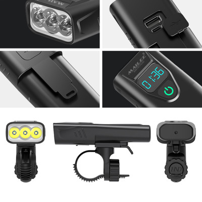 Đèn Pha Xe Đạp Chiếu Sáng Chống Nước CD-30 Gắn Tay lái, Vỏ nhựa ABS, Sạc Điện Type-C Có Đồng Hồ Hiển Thị Thời Gian Lượng Pin, Có Hỗ trợ Sạc Khẩn Cấp - Mai Lee