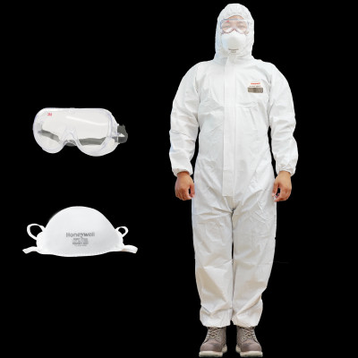 Combo: Bộ quần áo Honeywell Mutex Light (Level 3) kèm Kính bảo hộ 1621 3M và Khẩu trang Honeywell H801 N95