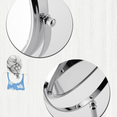 Gương trang điểm để bàn Roman, Crom, phóng đại zoom x3, 2 mặt xoay siêu nét Minh House
