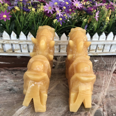 Cặp Tỳ Hưu phong thủy đá ngọc hoàng long - Dài 20 cm