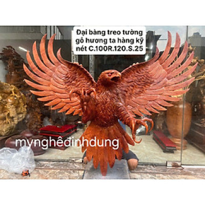 Tượng  con đại  bàng phong thủy cầu tài lộc bằng  gỗ  hương víp 