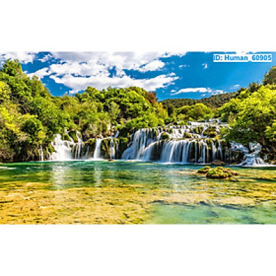 Tranh dán tường 3d thác nước -không bay màu - dán phòng khách - phòng ngủ SN66