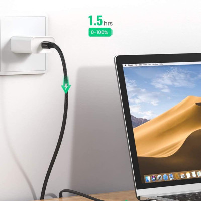 Ugreen UG10969US331TK 2M 60W màu đen cáp USB type C dẹp mạ nickel chống nhiễu - HÀNG CHÍNH HÃNG