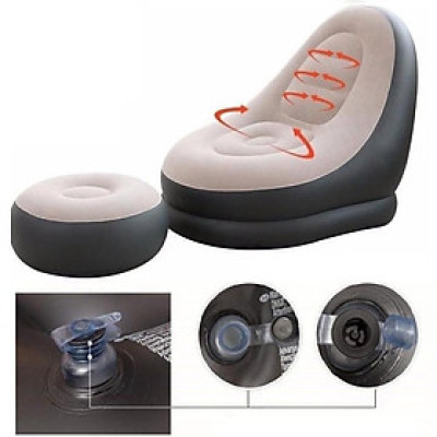 Ghế Hơi Tựa Lưng Bọc Nhung Mềm Mịn Êm Ái - Đệm Hơi Lót Chân Cao Cấp - Ghế Sofa Hơi