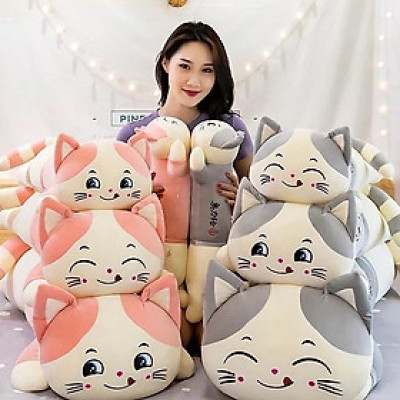 Thú nhồi bông mèo nhếch mép màu hồng - Size từ 75cm đến 1m1 - Quà tặng gấu bông mèo dễ thương.