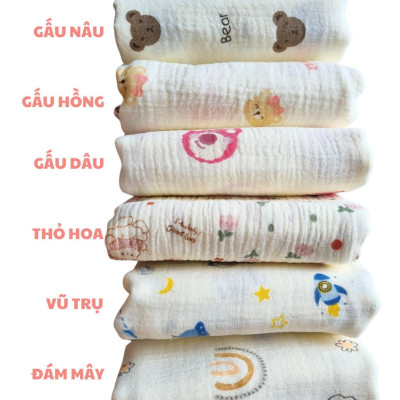 KHĂN TẮM XÔ MUSLIN GEE 2 lớp mềm mại, thấm hút, an toàn, 100x100cm, 100% organic cotton, thân thiện với da bé