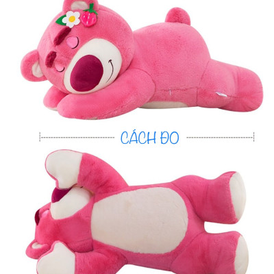 Gấu bông Lotso nằm siêu dễ thương – Size từ 40 đến 90 cm – Quà tặng thú nhồi bông tai dâu nằm – Gối ôm hugging bear cho bé ngủ ngon