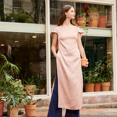 Áo Dài Lemur Đào ADA002 thời trang thiết kế Hity