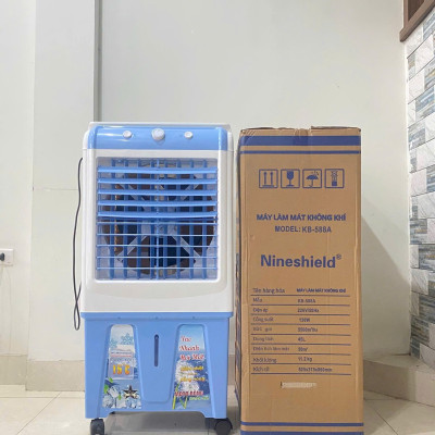 Quạt điều hòa Nineshield KB-588A 45L + tặng 2 đá khô có bánh xe, Motor đồng bền bỉ, êm ái, tiết kiệm điện, dễ dàng vệ sinh, hàng nhập khẩu