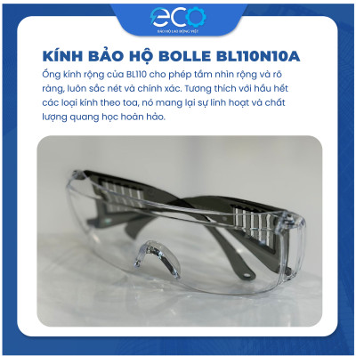 Kính bảo hộ chống hoá chất Bolle BL110N10A Pháp dùng chung được với kính cận