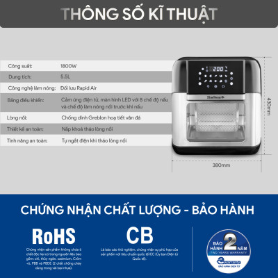 Nồi Chiên Không Dầu Điện Tử BlueStone AFB-5888 (10 Lít) - Hàng Chính Hãng