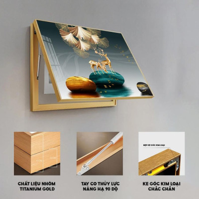 Tranh che ổ điện, atomat gia đình khung nhôm Có pitton thủy lực nâng 90 độ nội thất nhà cửa