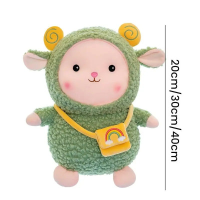 Thú nhồi bông cừu đeo túi lông xù so cute - Size 22cm - Màu ngẫu nhiên - Quà tặng gấu bông cừu dễ thương - Gối ôm mềm mịn cho bé.