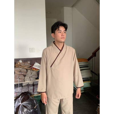 ĐỒ LAM ĐI CHÙA  PHÁP PHỤC PHẬT GIÁO nam tay dài