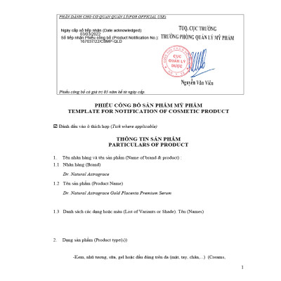 Serum Vàng Nhau Thai Cừu Dr Natural Astragrace Gold Placenta Premium 50ml | Giúp Trắng Da - Cấp Ẩm 24h - Hàng Chính Hãng