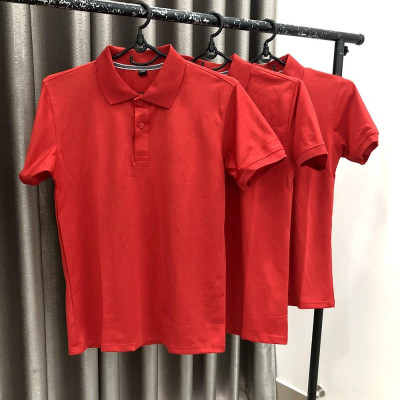 Áo Thun Có Cổ Cá Sấu 4 Chiều Màu Đỏ Tươi