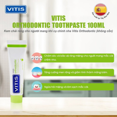 Kem đánh răng cho người chỉnh nha, niềng răng, mang khí cụ chỉnh nha Vitis Orthodontic 100ml