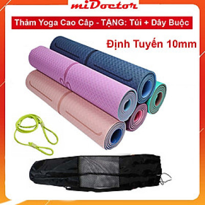 Thảm Yoga TPE 2 Lớp Siêu Dày 10mm (±0.5mm)  - Thảm Tập Yoga Định Tuyến TPE 2 Lớp Siêu Siêu Dày 10mm (±0.5mm) Chính Hãng miDoctor – Tặng Bao Đựng Thảm + Dây Buộc Thảm Tập Yoga