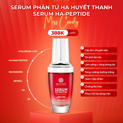 [MISS CANDY] Bộ 3 Sản Phẩm Trắng Da Mờ Thâm, Sạm, Nám, Tàn Nhang MISS CANDY Gồm Serum HA Peptide 30ml + Kem Nám Sâm Nhung Hoàng Kim 25g + Kem Chống Nắng Dưỡng Trắng Da 50g - Gia Tuệ House