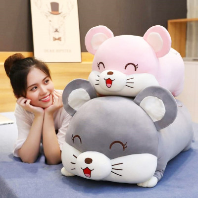 Gấu Bông Gối Ôm Chuột Cao Cấp Vải Nhung Co Giãn 4 Chiều