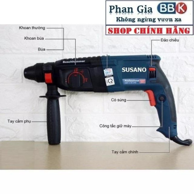 (LOẠI 1) Máy Khoan Đục Bê Tông SUSANO 1200W, 3 Chế Độ 2-26 Cam kết 100% Ruột Đồng Máy Khỏe Chạy Êm Bền