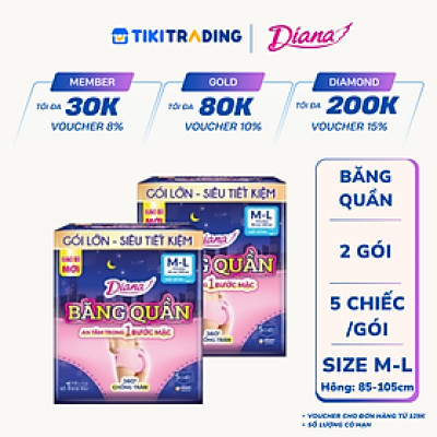 Bộ 2 Băng đêm dạng quần Diana size M-L 5 chiếc/gói