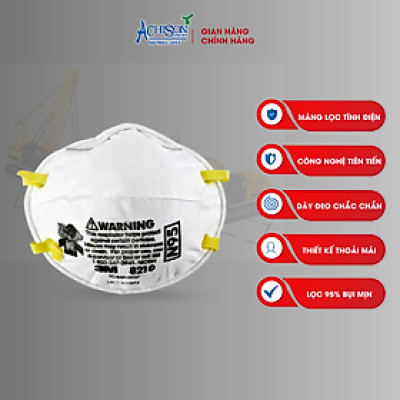 Combo 8 Khẩu Trang Chống Bụi Cao Cấp 3M 8210 N95 - Hiệu Suất Lọc 95%, Bụi Mịn, Vi Khuẩn, Vi Rút, Có Dây Đeo Qua Đầu