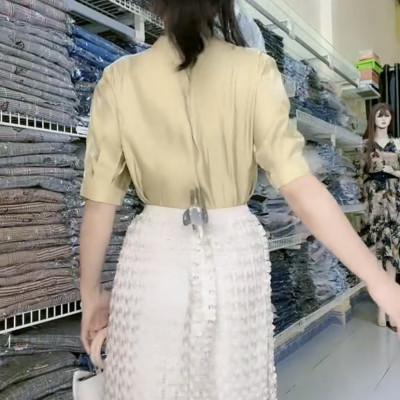 Set áo váy công sở cao cấp Myqlothing họa tiết hoa tao nhã.