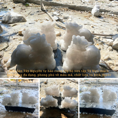 Tỳ hưu thạch anh trắng NHASAN THD07 nặng 4.62kg, kích thước: cao 12cm x dài 17cm x ngang 6.5cm