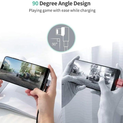 Ugreen UG50940US284TK 0.5M 3A màu đen USB Type-C cáp bẻ góc 90 độ - HÀNG CHÍNH HÃNG