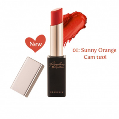 Son lì nhẹ môi Beauskin Rosedew Matte Creamy Hàn Quốc No.01 Cam tươi tặng kèm móc khóa