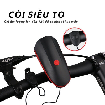 Bộ đèn liền còi cho xe đạp, còi to đèn sáng 3 chế độ, chống nước