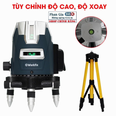 Máy cân mực laser WORKFIX WF-LS686, 5 tia xanh bóng LED siêu sáng, Phím cảm ứng