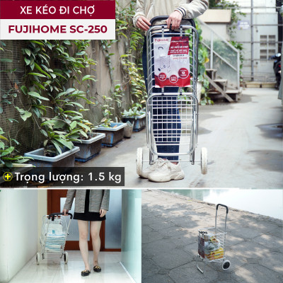 Xe đẩy hàng đi chợ  siêu thị gấp gọn đa năng có giỏ FUJIHOME SC-250
