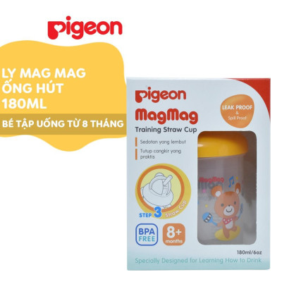 Ly Mag Mag tập uống có ống hút Pigeon 180ml