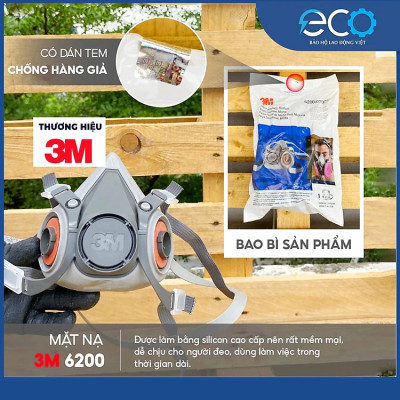 Mặt nạ phòng độc 3M 6100/6200 chính hãng | chống hơi độc, phun sơn, xịt thuốc (Chưa Kèm Phin)