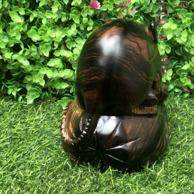 Tượng con chuột trang trí phong thủy hút tài lộc bằng gỗ mun kt 20×15×12,5cm