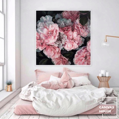 Tranh Canvas Hoa Mẫu Đơn Hồng (Hình thật - Đã có khung, móc, đinh treo) - S5B9