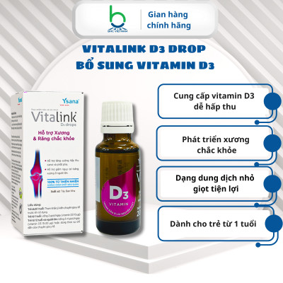 Dung Dịch Nhỏ Giọt Vitalink D3 Drop Bổ Sung Vitamin D3, Hỗ Trợ Xương Chắc Khỏe cho trẻ từ 1 tuổi