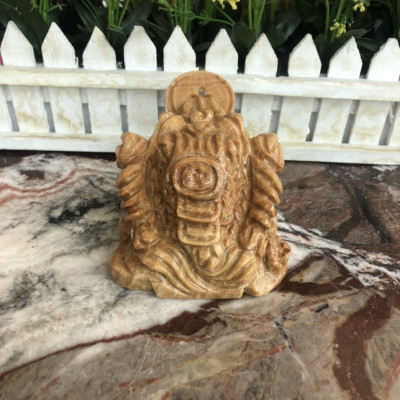 Tượng Cóc Ba Chân, Cóc Ngậm Tiền, Thiềm Thừ phong thủy chiêu tài lộc đá cẩm thạch vân gỗ - Dài 10 cm