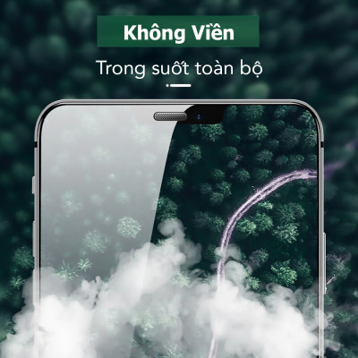 Kính cường lực không màu viền full tràn màn hình, có lưới lọc bụi lỗ loa, kính dán trong suốt toàn bộ cho iPhone - Hàng chính hãng