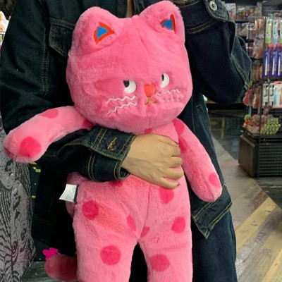 Thú nhồi bông mèo hồng chấm bi mặt quạo - Size từ 60cm đến 1m - Quà tặng gấu bông mèo giận dỗi mắt liếc dễ thương.