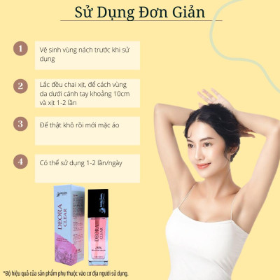 COMBO 6 Lọ Xịt Khử Mùi DEORA CLEAR Quyên Lara 50ml, Khử Mùi Hôi Nách, Ngăn Tiết Mồ Hôi