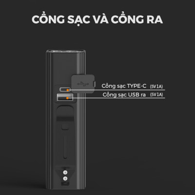 Đèn Xe Đạp BC-10 dung lượng 2600mAh, có hiển thị thời gian còn lại sử dụng, sạc Type-C, Có Hỗ trợ Sạc Khẩn Cấp - Mai Lee