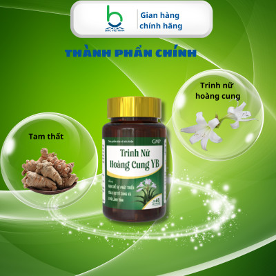 Viên Uống TRINH NỮ HOÀNG CUNG YB Hỗ Trợ Phụ Nữ Bị U Xơ Tử Cung và U Vú Lành Tính - Lọ 60 viên