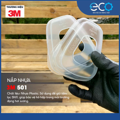 Mặt nạ phòng độc 3M 6100/ 6200 với phin lọc 6001 kết hợp tấm lọc bụi 5N11 cùng nắp giữ 501